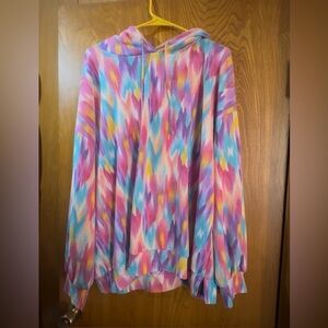 Dear Scarlett Colorful Abstract Print Hoodie Top Size 2X